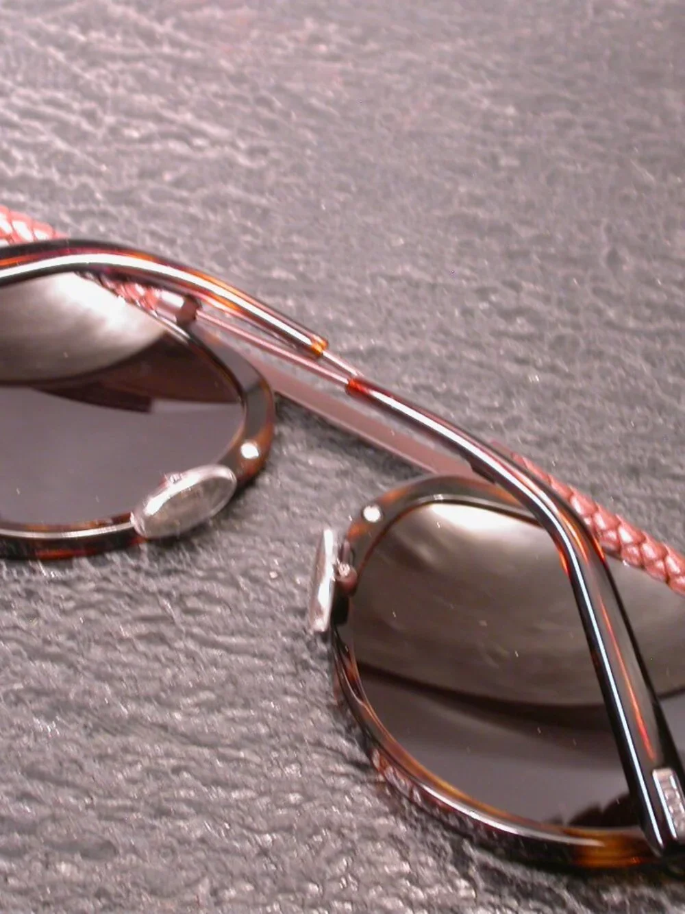 Tods Leather and Tortoise Metal Aviator Sunglasses Made in Italy